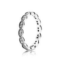 PANDORA Silver and Zirconia Band of Shimmering Leaves Ring