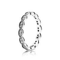 pandora silver and zirconia band of shimmering leaves ring