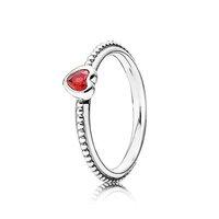 PANDORA Silver Delicate Heart Golden Red Ring