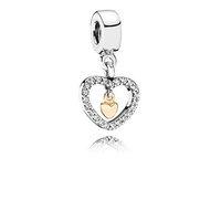 PANDORA Silver and Gold Forever in My Heart Pendant Charm