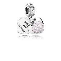 PANDORA Silver And Cubic Zirconia First My Mother Heart Pendant charm