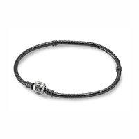 pandora oxidised silver barrel clasp bracelet