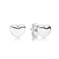 PANDORA Silver Plain Heart Earrings