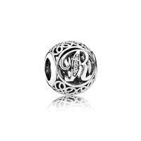 pandora silver vintage letter r charm