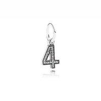 PANDORA Silver and Zirconia Number Four Pendant Charm