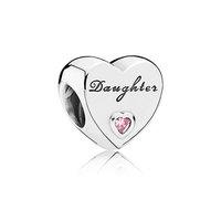 PANDORA Silver and Pink Cubic Zirconia Daughters Love Charm