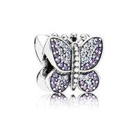 PANDORA Silver and Zirconia Purple Pave Sparkling Butterfly Charm