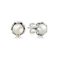 PANDORA Sliver and White Pearl Earrings