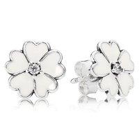 PANDORA Silver White Primriose Flower Studs Earrings