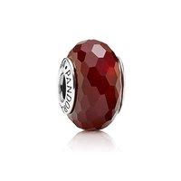 PANDORA Silver and Red Faceted Murano Glass Charm
