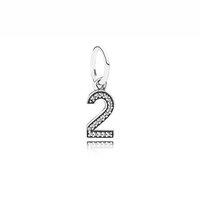 PANDORA Silver and Zirconia Number Two Pendant Charm