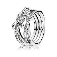 PANDORA Silver Delicate Sentiments Bow Twist Ring