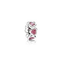 PANDORA Silver and Pink Cubic Zirconia Sparkling Heart Spacer