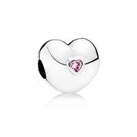 PANDORA Pink Shiny Heart Clip Charm