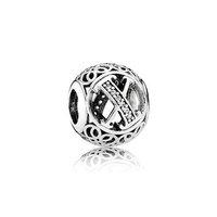 PANDORA Silver Vintage Letter X Charm