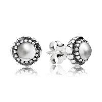 PANDORA Silver Rock Crystal Stud Earrings, April Birthstone Studs