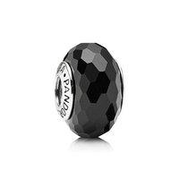 PANDORA Silver and Black Faceted Murano Glass Charm