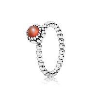 PANDORA Silver and Carnelian July Birthstone Ring