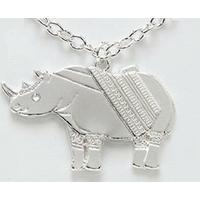 Patterned Animal Pendent Necklace - Rhino