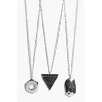 Pack Geo Charm Necklace - silver