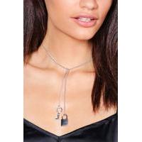 Padlock & Key Skinny Choker - silver