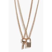 Padlock & Key Layered Necklace - gold