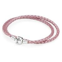 PANDORA Pink Double Woven Leather Bracelet