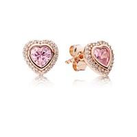 PANDORA Pink Sparkling Love Earrings