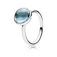 PANDORA Aqua Blue Poetic Droplet Ring