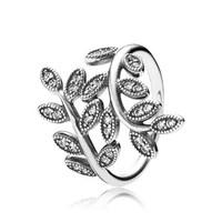 pandora sparkling midnight leaves ring