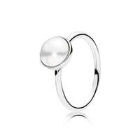 PANDORA Lustrous Crystal Pearl Droplet Silver Ring