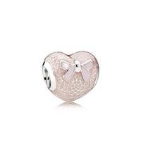 PANDORA Pink Bow & Lace Heart Charm