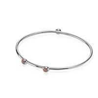 PANDORA Silver 3 Stone Pink Opal Bangle