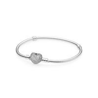 PANDORA Pave Heart Moments Silver Bracelet