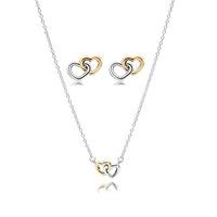 PANDORA Silver 14ct Interlocking Hearts Jewellery Set CS007