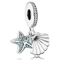PANDORA Tropical Starfish and Seashell Dropper Charm 792076CZF