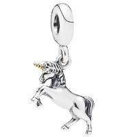 PANDORA Silver 14ct Gold Unicorn Pendant Charm 791200