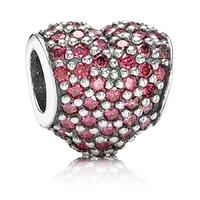 PANDORA Silver Red Cubic Zirconia Pave Heart Charm 791052CZR