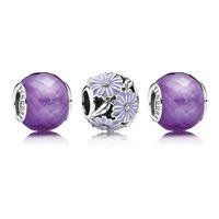 PANDORA Purple Daisy Charm Set BB136