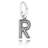 PANDORA Silver Sparkling Alphabet R Pendant Charm 791330CZ