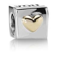 PANDORA 14ct Gold and Silver I Love You Bead 790200