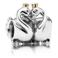 PANDORA Silver 14ct Gold Swan Embrace Charm 791189