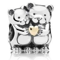 PANDORA Silver 14ct Gold Teddys Heart Charm 791395