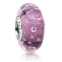 PANDORA Silver and Purple Fizzle Murano Glass Charm Bead 791616CZ