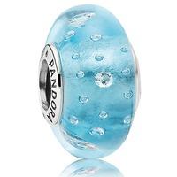 PANDORA Silver and Blue Fizzle Murano Glass Charm Bead 791618CZ