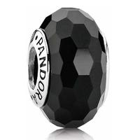 PANDORA Sterling Silver Black Faceted Murano Glass Bead 791069