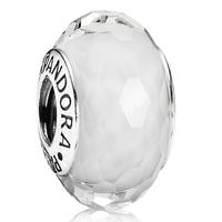 PANDORA Sterling Silver White Facted Murano Glass Bead 791070