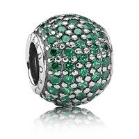 PANDORA Silver Green Pave Ball Charm 791051CZN