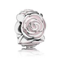 PANDORA Silver Pink Rose Charm 791291EN40
