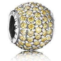 PANDORA Silver Gold Cubic Zirconia Pave Ball Charm 791051FCZ